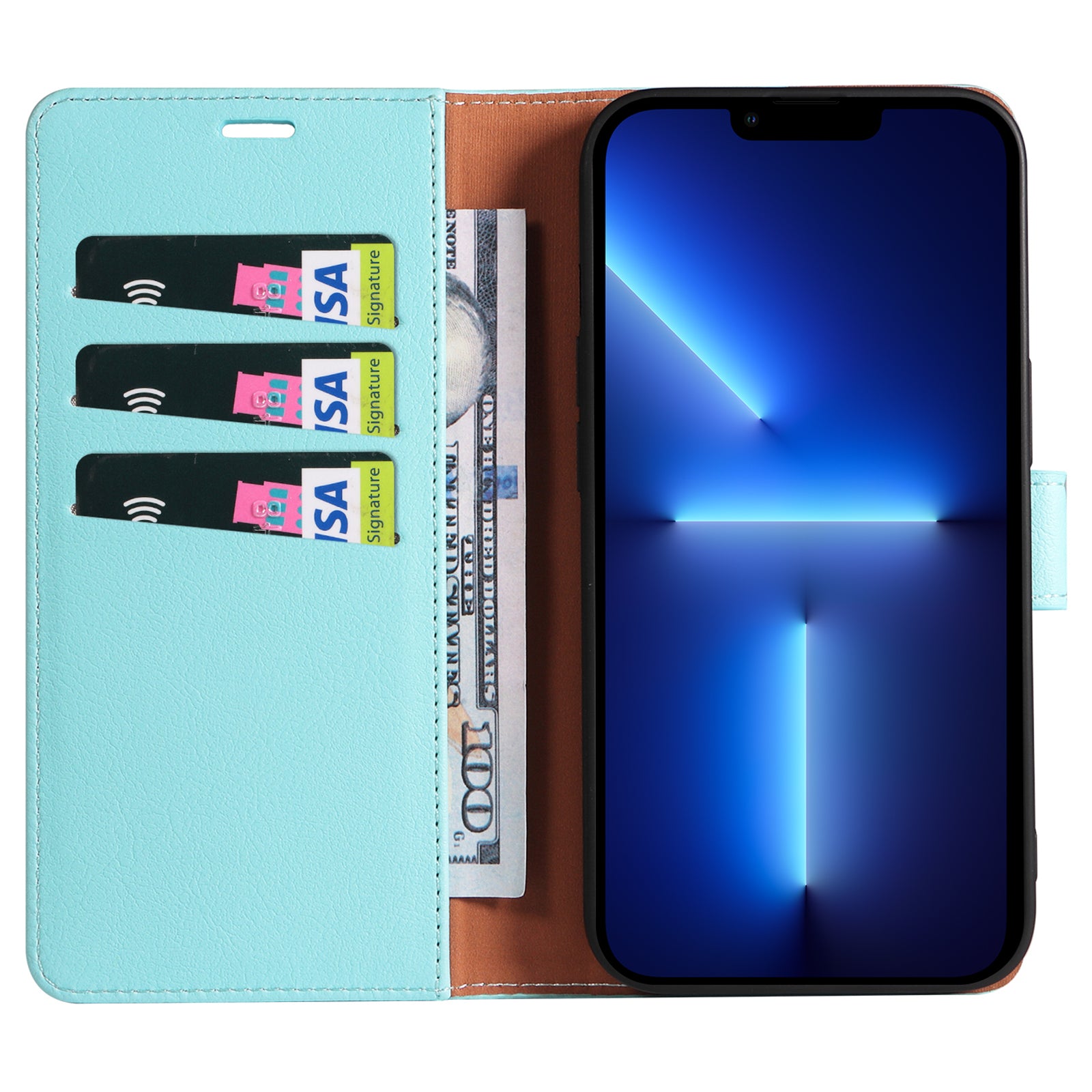 PU Leather Case for iPhone 13 Pro 6.1 inch RFID Blocking Stand Wallet Well-protected Magnetic Closure Phone Cover PU Leather Case for iPhone 13 Pro 6.1 inch RFID Blocking Stand Wallet Well-protected Magnetic Closure Phone Cover